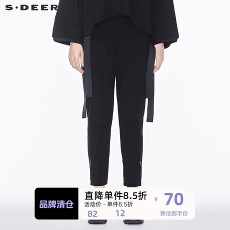 sdeer圣迪奥酷感拼缝时尚街头感拉链元素装饰休闲长裤S18380880✏商品大图