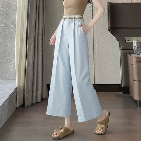 时尚夏季直筒百搭休闲裤女士2025年夏季新品简约显瘦长裤子商品大图