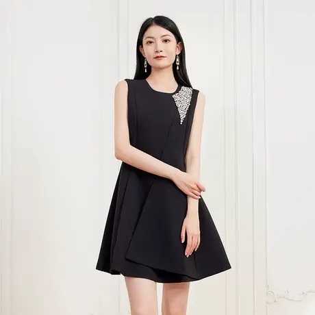 希区瑞普名媛高级感小黑裙a字法式连衣裙女收腰春背心裙内搭商品大图