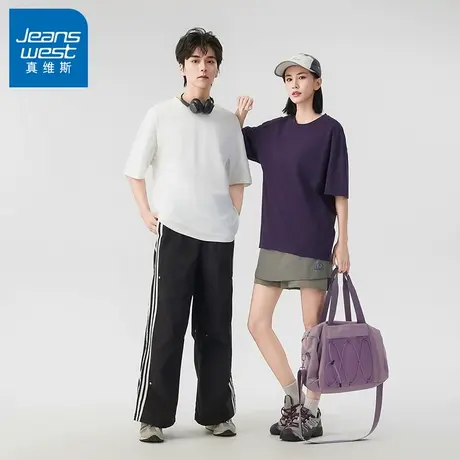 N5真维斯短袖T恤男2025夏季新款美式潮牌情侣款宽松百搭半袖上衣t商品大图