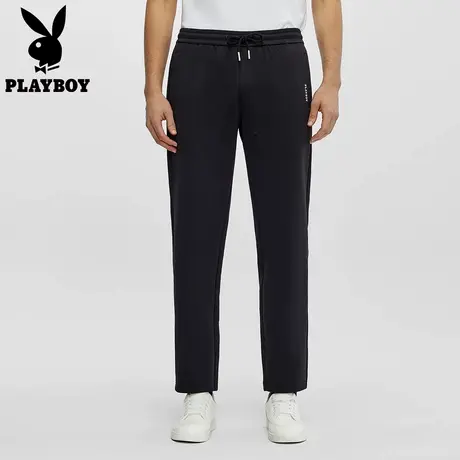 花花公子男士休闲裤直筒垂感松紧腰抽绳弹力运动裤宽松百搭长裤子图片