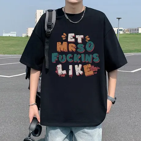 短袖T恤男夏季2025新款重磅纯棉体恤宽松半袖ins潮牌圆领休闲上衣图片