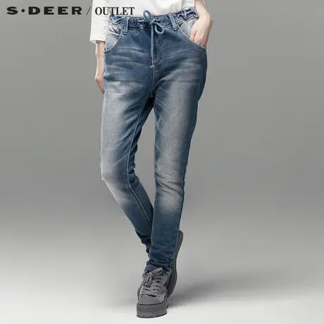 s.deer圣迪奥专柜正品女趣味休闲松紧腰牛仔裤S13380895图片