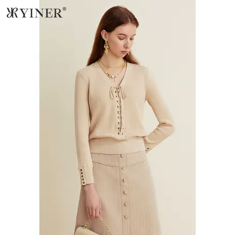 YINER音儿女装秋季法式优雅羊毛垂顺白色简约休闲西装外套图片