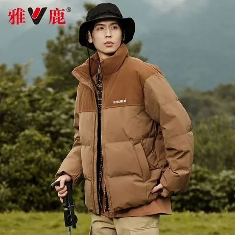 雅鹿羽绒服男士2024冬季新款灯芯绒休闲加厚保暖青少年学生面包服商品大图