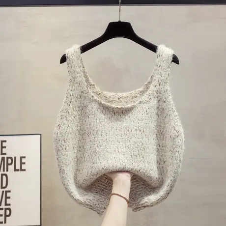亮丝圆领针织马甲背心女2025春秋新款宽松外穿马夹叠穿毛衣坎肩潮商品大图