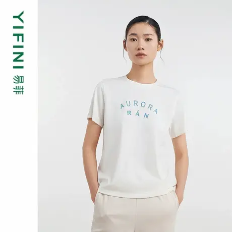 [专柜同款]Yifini/易菲时尚印花简约宽松休闲百搭T恤女D04Z1206图片
