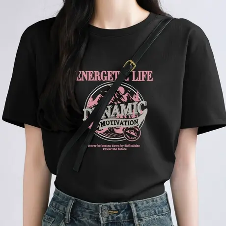 KWV真维斯女士纯棉短袖t恤女2025新款爆款宽松多巴胺穿搭上衣女夏商品大图