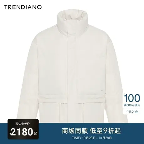 TRENDIANO官方立体纹理加厚羽绒服外套男潮黑白2023新款冬季图片