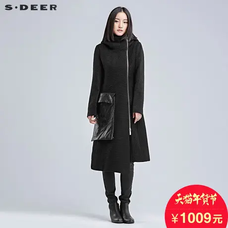 【商场同款】s.deer圣迪奥毛呢外套冬装中长款毛呢大衣S16481889图片