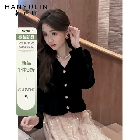 法式衬衫女设计感小众2025年新款夏季高级感轻奢黑色收腰长袖上衣商品大图