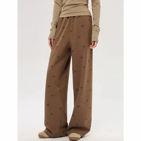 尔给宽松直筒休闲裤女秋冬新款显瘦气质高腰时尚垂感阔腿裤商品大图