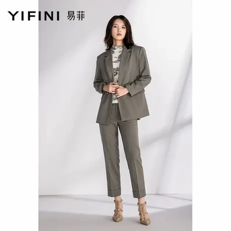 Yifini/易菲休闲锥形西裤春秋新款高腰长裤女显瘦直筒小脚裤商品大图