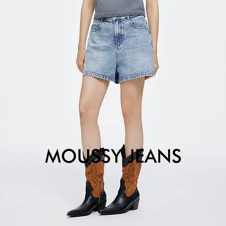 MOUSSY 2025夏季新品美式复古高腰水洗牛仔裤短款女028ISA11-2271图片