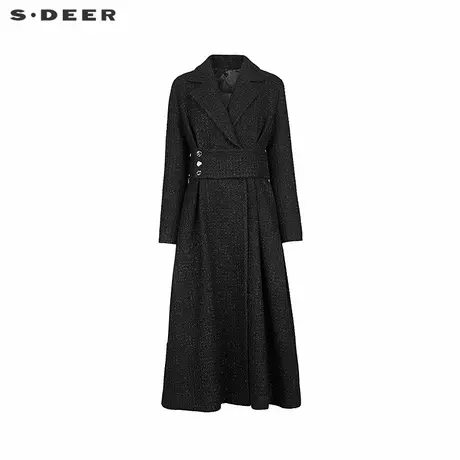 sdeer圣迪奥女装时尚西装领收腰大衣式羽绒服S244Z2407商品大图
