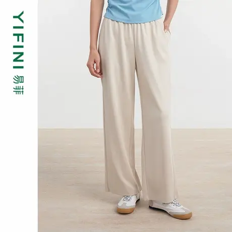 [专柜同款]Yifini/易菲竖坑条针织轻薄款休闲显瘦阔腿裤D04K1204商品大图