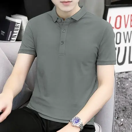 男士短袖polo衫夏季商务休闲保罗上衣服翻领t恤纯色冰丝凉感半袖图片