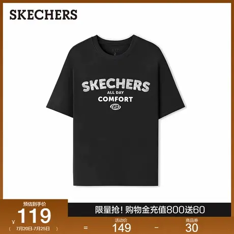 斯凯奇2025年夏季新款简约舒适男女同款针织短袖T恤衫圆领上衣图片