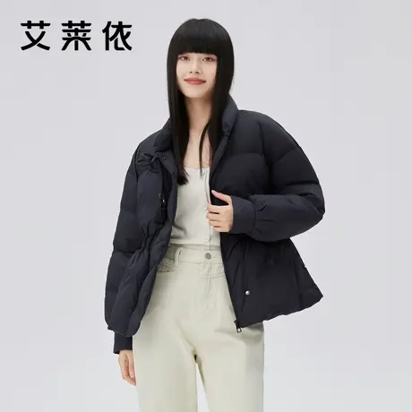 艾莱依国风流苏羽绒服女款新款收腰时尚短款冬季鸭绒气质黑色外套图片