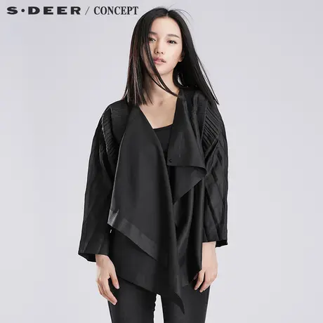 sdeer圣迪奥无扣互搭式短款和风外套女S16382207图片