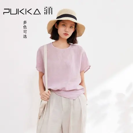 蒲PUKKA 简约百搭短袖衬衫女夏季新品宽松设计感上衣商品大图