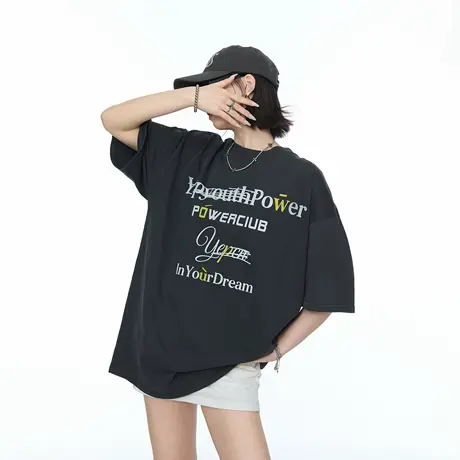 YEP2025夏季新款美式宽松印花短袖T恤潮牌ins风男女同款半袖上衣图片