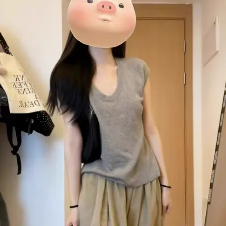 u领冰丝针织衫正肩短袖t恤女2025新款夏季设计感小众独特漂亮上衣商品大图