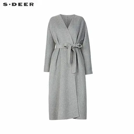 sdeer圣迪奥女装OL风V领收腰双面呢宽松大衣S244Z2503图片