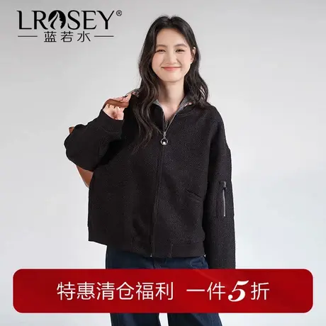 蓝若水大码女装休闲美式棒球服夹克胖mm秋装高级感显瘦毛呢外套图片