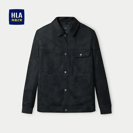 HLA/海澜之家仿麂皮翻领夹克25秋新款花纹工装风单排扣休闲外套男图片