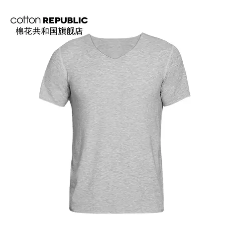 Cotton Republic/棉花共和国男士莫代尔随型裁无痕V领T恤一件装图片