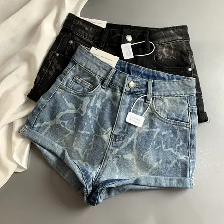 韩版设计感卷边牛仔短裤女春装潮小个子百搭包臀热裤辣妹阔脚裤子商品大图