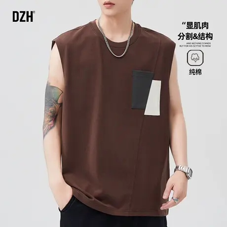 男士无袖男t恤纯棉夏外穿宽肩背心男款潮流痞帅上衣坎肩2025新款图片