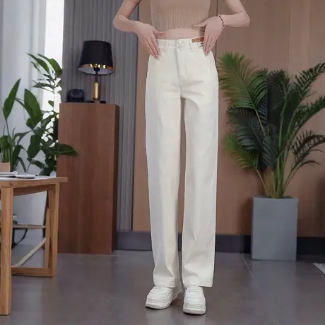 新款牛仔直筒裤女夏季高腰轻薄阔腿裤宽松显瘦休闲百搭舒适长裤图片