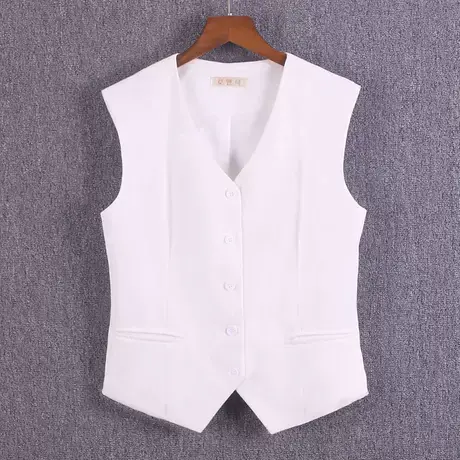 西装马甲女小背心春夏秋薄新款修身外搭坎肩短款无袖外穿v领白色商品大图