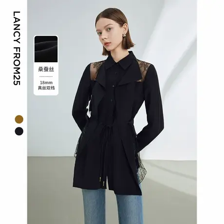 朗姿真丝法式设计感小众气质高级感衬衣上衣女2024年夏季新款衬衫商品大图