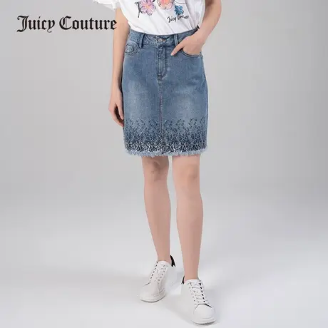 Juicy Couture橘滋夏季新款牛仔裙亮片包臀半身裙女短裙甜美个性商品大图