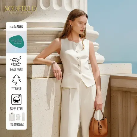 【NAIA醋酸】Scofield女装干练小方领无袖背心马甲2025夏季新品图片