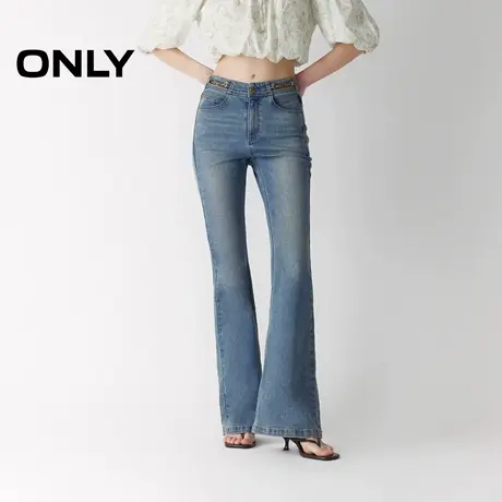ONLY2025夏季新款立体剪裁设计小个子高腰长裤喇叭裤牛仔裤女商品大图