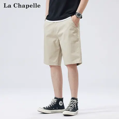 拉夏贝尔纯棉休闲短裤男士夏季薄款宽松中裤子透气简约百搭五分裤图片