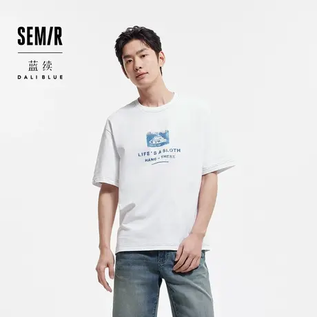 [商场同款]森马×蓝续联名款短袖T恤男2025新款夏装纯棉印花上衣图片