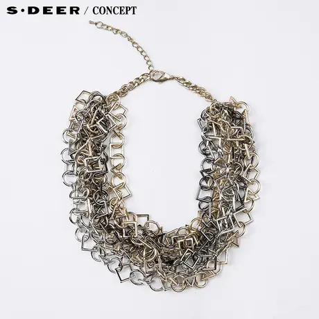 【新品】sdeer圣迪奥女装金属感几何夸张造型装饰项链S15484310图片