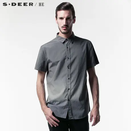 S.Deer/He圣迪奥男装竖条纹 商务休闲 短袖衬衫H12270459图片