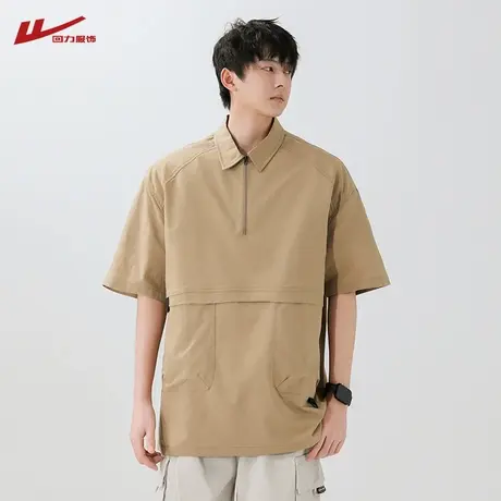 回力冰丝POLO衫男士夏季半拉链潮牌半袖上衣宽松休闲男生短袖t恤商品大图