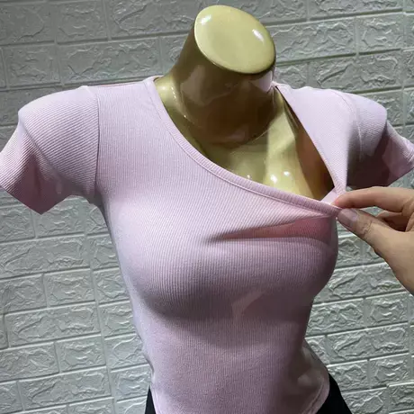 基础款紧身显身材短袖Ｔ恤女士2021夏季新款修身短款露脐体恤上衣图片