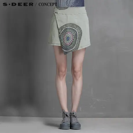 S·DEER＼CONCEPT圣迪奥专柜正品女装夏装休闲斜摆短裙5281318商品大图