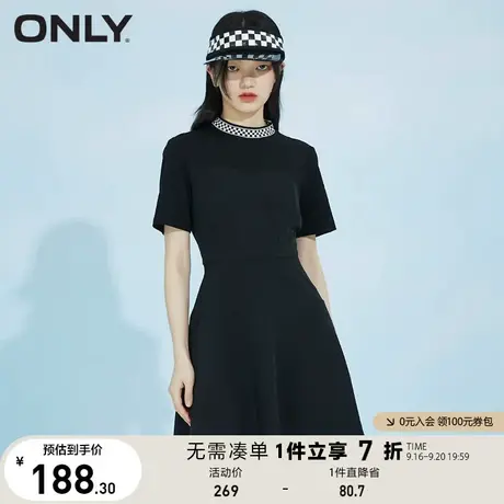 ONLY奥莱夏季运动棋盘格棒球服领休闲短款连衣裙女图片