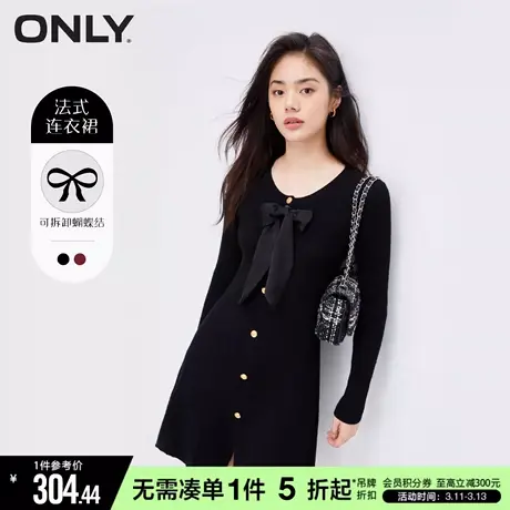 ONLY冬季气质甜美可拆卸蝴蝶结针织连衣裙女|123346009商品大图