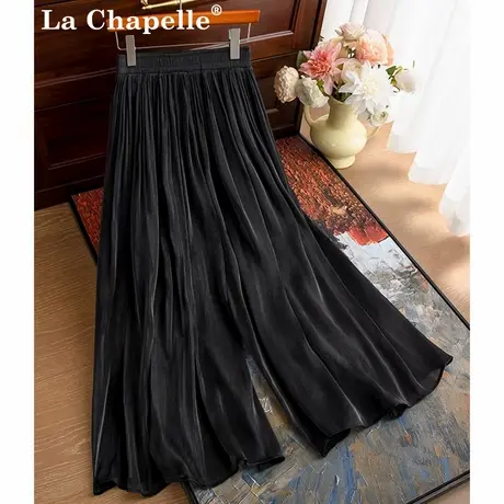 拉夏贝尔黑色九分琉璃裤女夏薄款2025新款高级感甩裤阔腿防晒裙裤图片