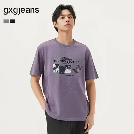 gxg.jeans男装  多色个性印花时尚潮流宽松短袖t恤男生 25夏新品图片